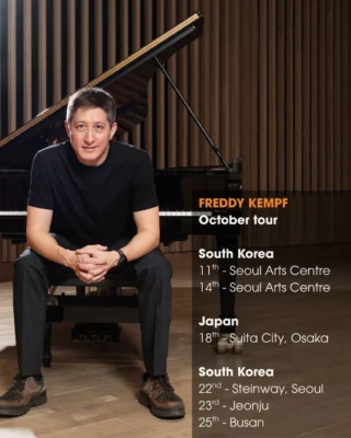 Freddy Kempf has just started his tour to South Korea and Japan. He's performing solo recitals, duets and concertos as well as conducting in concerts across the next 2 weeks:

11th Oct, 2pm - Seoul Arts Centre (South Korea)
Solo recital of works by Shostakovich, Brahms and Mussorgsky

14th Oct, 7.30pm - Seoul Arts Centre
Play/conducting both Chopin Piano Concerto No.1 and No.2 + conducting Richard Strauss - Overture and Dance from "Ariadne auf Naxos" 
This concert will be recorded and broadcast on Tomato.TV

18th Oct, 1pm - Osaka (Japan), Polaris Festival, Osaka (Japan)
Performing Beethoven piano duets with pianist Maki Noyama

18th Oct, 5.30pm - Osaka (Japan), Polaris Festival, Osaka
Beethoven 5th Piano Concerto (Emperor) with the Telemann Chamber Orchestra conducted by Shinya OKAHARA

22nd Oct - Steinway Gallery, Seoul (South Korea)
Masterclass

23rd Oct - JB Cultural Space, Jeonju
Solo recital of works by Shostakovich, Brahms and Mussorgsky

25th Oct, 5pm - Gum Nanse Music Center, Busan
Solo recital of works by Shostakovich, Brahms and Mussorgsky

freddy-kempf.com/dates

📸 - Sara Porter

@freddy_kempf